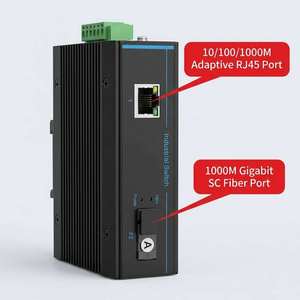 Switch Ethernet Industriel Gigabit 1 Port Fibre SC vers 1 Port RJ45 Monomode Monofibre 20km DC48-57V Large Plage de Température IP40 - Product Image 4