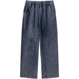 Pantalon de jogging pour homme FOXA en coton délavé à l'acide, avec cordon de serrage, style hip-hop streetwear, respirant, coupe large - Product Image 4