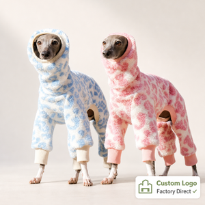 Maglione per Cani a Collo Alto con Stampa Leopardata Rosa per Levrieri e Whippet, in Velluto Felpato, Casual e Caldo per l'Inverno - Product Image 1