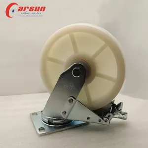 200mm Durable Nylon Roller Wheels Load 450KG Solid Wheel Caster Heavy Duty 8 Inch Casters