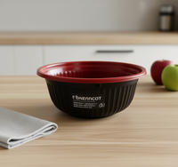 Bol Ebnencot 30oz Noir Rouge en Plastique PP Revêtu Léger pour Servir les Aliments Design Classique Utilisation en Fête H-B30 3H Corporation USA