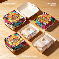 Boîtes en papier personnalisées, boîtes à hamburgers imprimées avec des graffitis, emballages alimentaires de marque pour la restauration rapide, les restaurants décontractés et la nourriture de rue