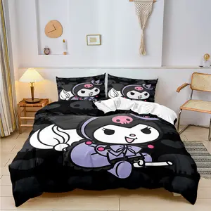 Dibujos animados lindo impreso poliéster SOF hogar Kuromi Melody Cinnamoroll King Queen funda de almohada ropa de cama textil para el hogar