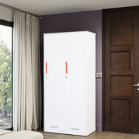 Armoire de chambre blanche CHNSMILE OEM avec poignées intégrées, serrure à clé, design moderne, construction en acier durable