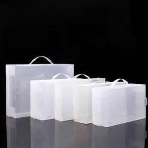 Claro impermeable PET/PP/caja de embalaje de PVC personalizado transparente cuadrado/rectángulo de plástico duro de la caja de almacenamiento con mango