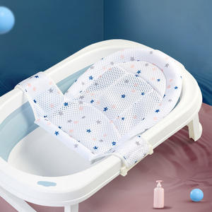 Filet de bain pour bébé en forme de T, support en maille, 66 cm x 59 cm, pour siège de sécurité pour le bain des tout-petits de 0 à 12 mois, bleu clair - Product Image 2