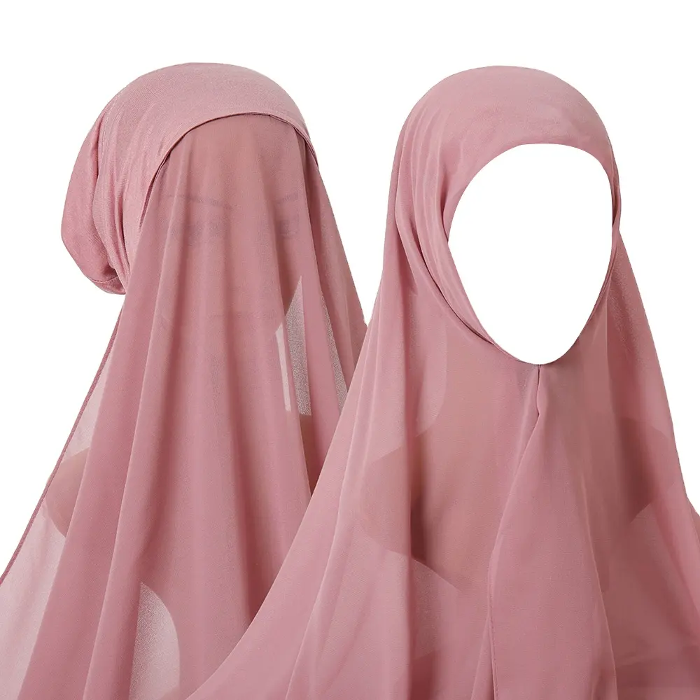 Syal Jilbab Sifon Monokrom Baru dengan Topi Bawah Dalam Satu Selendang Syal Modis