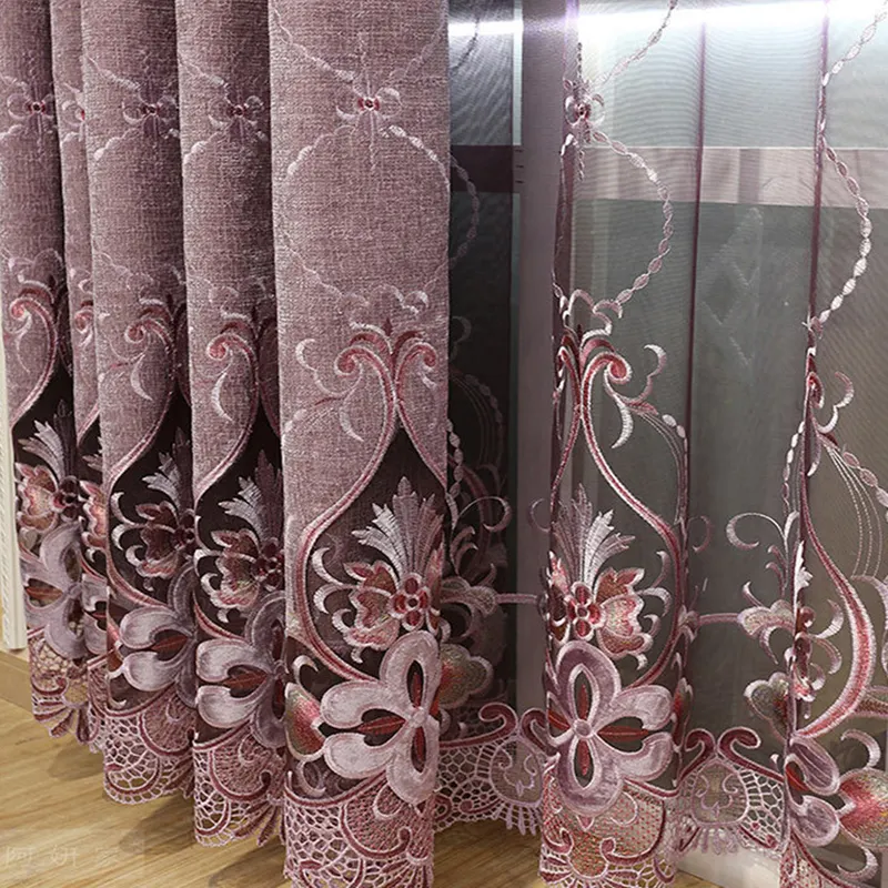 Cortinas opacas de Jacquard bordadas a prueba de fuego, tejido personalizado para sala de estar, 100% poliéster Floral, proveedor de tela de Turquía