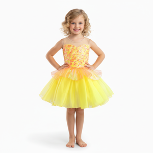 Robe de princesse jaune pour enfants, tutu scintillant avec corsage à paillettes, costume de danse parfait pour les événements sur le thème de La Belle et la Bête - Product Image 1