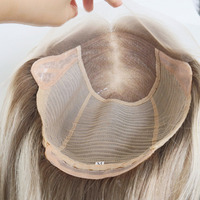 Perruque médicale indétectable en soie blonde ASH, cheveux humains vierges, sans colle, pour patients en chimiothérapie