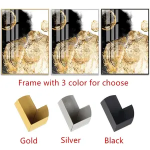 <span class=keywords><strong>Peinture</strong></span> murale décorative abstraite de porcelaine de cristal d'art d'or noir pour la décoration de la maison de mur de salon - Product Image 6