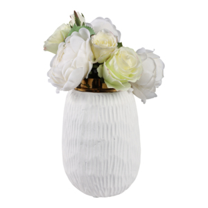 Vaso Ecomix medio con bordo in metallo bianco, vaso decorativo per fiori, per soggiorno, decorazioni per la casa, camera da letto, vaso da comodino - Product Image 2