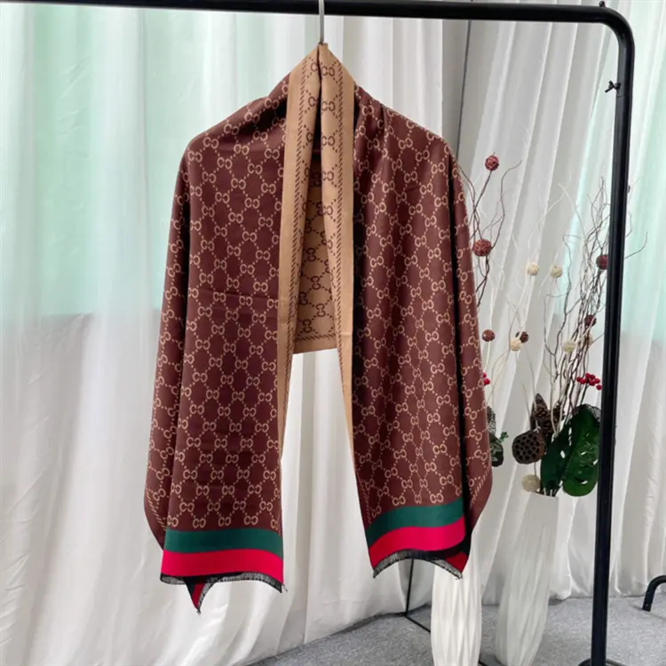 Bufandas de Cachemira de diseñador de doble cara de lujo de invierno Pashmina chal para mujer