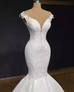 Robe De mariée sirène sans manches, tenue De soirée, avec fermeture éclair au dos, perles brillantes, sur mesure, AS02