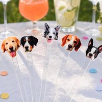 Agitateurs à Boissons Personnalisés en Acrylique avec Photo d'Animal de Compagnie – Bâtonnets à Café en Plastique Transparent pour Mariages, Fêtes et Bars