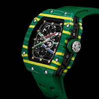 Montre-bracelet à quartz pour homme de luxe, ultra-fine, en alliage, forme tonneau, aiguilles lumineuses, bracelet en silicone, résistante à l'eau 30M