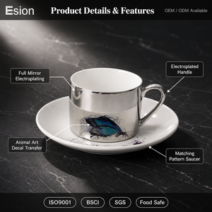 Tasse de café en céramique, style européen, pour le thé, avec sous-tasses à thé - Product Image 2