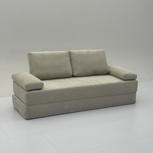 Canapé-lit carré moderne compressible <span class=keywords><strong>beige</strong></span> à prix d'usine avec rembourrage en éponge et tissu en coton écologique, design réglable - Product Image 4