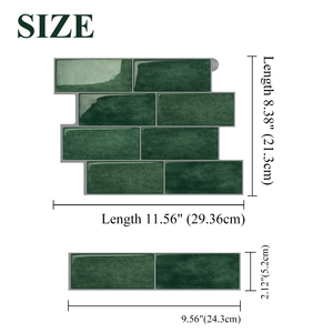 Nhà Máy Outlet Metro tự dính 3D hiệu ứng trang trí nội thất Peel và Stick backsplash màu xanh lá cây đá cẩm thạch 3D Tường Gạch dính trên gạch - Product Image 5