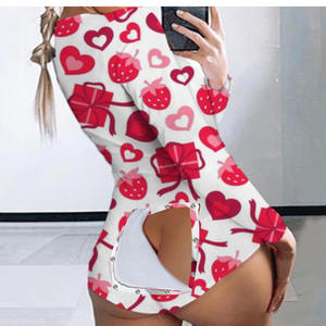 Piyama Wanita Motif Kartun Seksi Lengan Panjang Model Onesie Dewasa dengan Tutup Bokong untuk Hari Valentine - Product Image 6