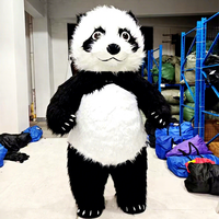 Fourrure Mascotte Gonflable Panda Mascotte Costume Fête Adulte Panda Animal Costume à Vendre