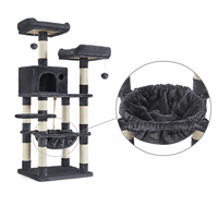 Arbre à chat double haut avec hamac, perchoir en peluche et échelle pour chatons