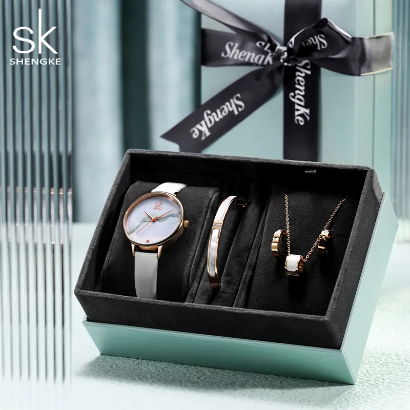 Shengke marque belle montre ensemble charmante dame montre ensemble exquis Bracelet + collier + montre cadeau ensemble