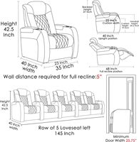 Canapé inclinable électrique en cuir pleine fleur Weilianda Home Theater avec repose-tête, table de plateau, chargeur USB et porte-gobelet