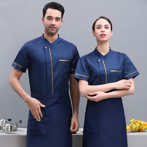Uniforme de chef à manches courtes Gold Line, vêtements de cuisine pour femme au foyer, vêtements de service alimentaire pour restaurant, café, salon de coiffure, uniforme de travail - Product Image 1