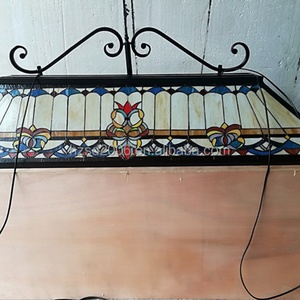Lustre rectangulaire en verre teinté fait main de style européen, lampe Tiffany pour table de billard, 140 cm, pour la décoration de salle à manger - Product Image 5