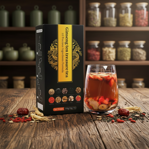 Teh Herbal Ginseng Cina Campuran Premium Organik 260g, Teh Kesehatan Alami Kering Beraroma Lezat, untuk Pria & Wanita, Kemasan Kotak - Product Image 3