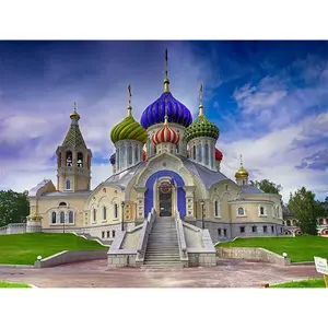 Russian castle landscape canvas oil painting diy paint by number kit for home decor wall arts