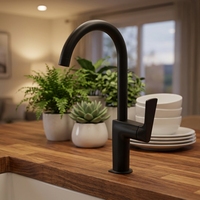 Robinet de cuisine moderne noir en laiton à poser sur le plan, style contemporain, pour éviers de cuisine - Vente en gros