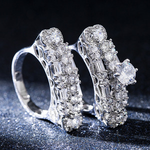 Ensemble de bagues de couple de luxe pour femmes, bijoux élégants pour les soirées cocktails - Product Image 3