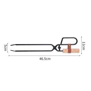 Outils de barbecue de cheminée de clip de charbon de <span class=keywords><strong>bois</strong></span> anti-brûlure, tisonnier de feu de camping avec le ressort - Product Image 5