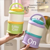 Runde Tragbare Doppelwandige Isolierte Lunchbox mit Deckel, Auslaufsicherer Thermobehälter für Speisen, Stylisch für Studenten & Büroangestellte