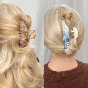 Nouvelle pince à cheveux en acrylique colorée, demi-ronde, changeante de couleur, pince requin, accessoires de cheveux élégants et magnifiques pour femmes - Product Image 2