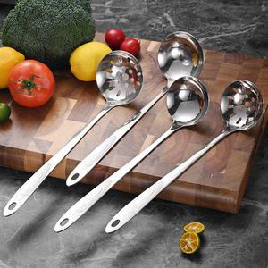Juego de cucharón y cuchara ranurada de acero inoxidable con mango floral, para cocina, olla caliente, verduras y sopa - Product Image 2