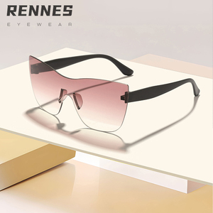Lunettes de soleil unisexes de haute qualité, style œil de chat, protection solaire extérieure, sans monture, UV400, personnalisées, pour la photographie de rue, miroir Rennes - Product Image 4