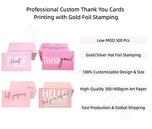 Service d'impression de cartes de <span class=keywords><strong>remerciement</strong></span> carrées personnalisées OEM/ODM, estampage à chaud doré, carton, art, <span class=keywords><strong>mariage</strong></span>, entreprise, 100 pièces, MOQ faible - Product Image 4