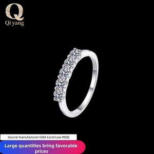 925スターリングシルバー女性用リング,象眼細工PT950プラチナメッキ50ポイントMoissanite Eternity <span class=keywords><strong>Ring</strong></span> for Proposal - Product Image 1