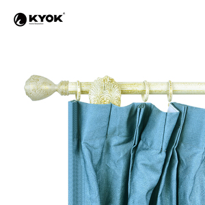 KYOK Decorative <strong>Curtain</strong> Rod - Ornate Fluted <strong>Pole</strong> with <strong>Cream</strong> &amp; Gold Vintage Style - Product Image 5