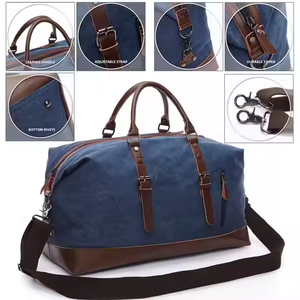 <span class=keywords><strong>Bolsa</strong></span> de equipaje de <span class=keywords><strong>viaje</strong></span> al por mayor de fábrica para hombres 16 OZ Lona Cuero Mango Weekender <span class=keywords><strong>Bolsa</strong></span> de lona Estilo vintage - Product Image 4