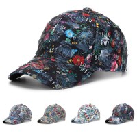 Casquette de baseball 6 panneaux unisexe en polyester à imprimé floral ethnique, respirante, imperméable, anti-UV, pour toutes les saisons, sportive et quotidienne