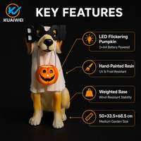 Statue de chien fantôme d'Halloween KW avec lunettes BOO, citrouille LED en résine, faite à la main, non toxique, logo personnalisable, décoration étanche