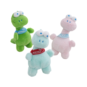 Set di 3 Peluche Dinosauro con Occhi Mobili in Colori Pastello, Bambole Dino Ricamate con Bandana in Colori Misti per Negozi di Regali, Ingrosso per Tutte le Età - Product Image 1