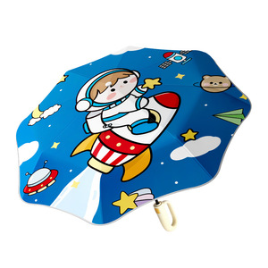 Parapluie pliant à coins arrondis D5894, anti-UV, compact, durable, ouverture/fermeture automatiques, léger, parapluie de dessin animé pour enfants - Product Image 6