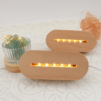 Base en Bois Lumineuse à LED pour Illusion Acrylique Ovale Ronde, Base Lumineuse LED Personnalisée pour Lampe de Nuit 3D en Acrylique, Base de Lampe en Bois – Vente Directe Usine
