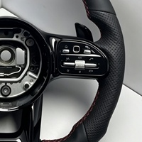 Volant de voiture en cuir noir pour Benz AMG W205 C63 W213 E63 G63 GLS63S GLA45 A45 E43 W204 W223 avec bandes rouges
