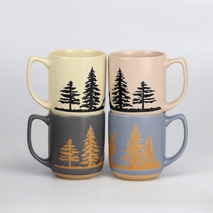 Tazas de café de gres con asa <span class=keywords><strong>grande</strong></span>, gran capacidad, serigrafía bajo esmalte, diseño navideño, populares - Product Image 1